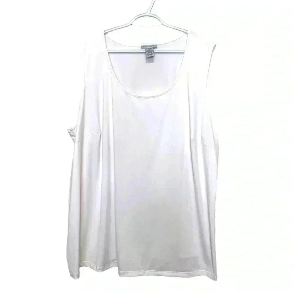 Catherine’s Bright White Sleeveless Top, Stretch, Wrinkle Free 3X